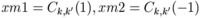 xm1=C_{k,k'}(1), xm2=C_{k,k'}(-1)\,